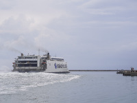 The Bornholmslinjen ferry travels to Bornholm Island in Ystad, Sweden, on August 4, 2024. (