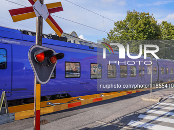 A Pagatagen local Skagen train is seen in Ystad, Sweden, on August 4, 2024. (