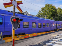 A Pagatagen local Skagen train is seen in Ystad, Sweden, on August 4, 2024. (