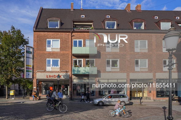 A general view of the old town is seen in Ystad, Sweden, on August 4, 2024. 