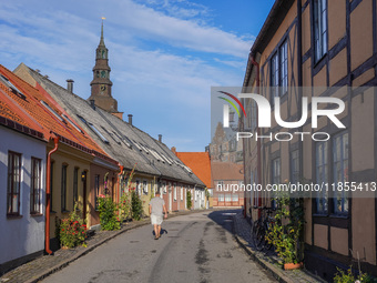 A general view of the old town is seen in Ystad, Sweden, on August 4, 2024. (