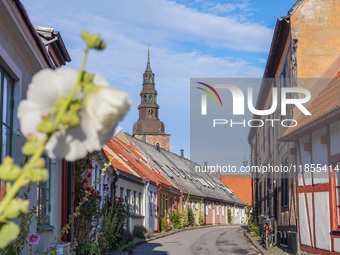 A general view of the old town is seen in Ystad, Sweden, on August 4, 2024. (