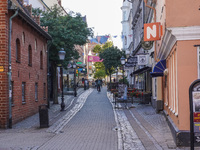 A general view of the old town is seen in Ystad, Sweden, on August 4, 2024. (