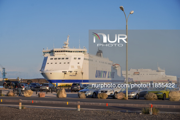 A Unity Line ferry is seen in Ystad, Sweden, on August 4, 2024. 