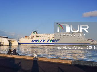 A Unity Line ferry is seen in Ystad, Sweden, on August 4, 2024. (