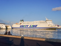 A Unity Line ferry is seen in Ystad, Sweden, on August 4, 2024. (