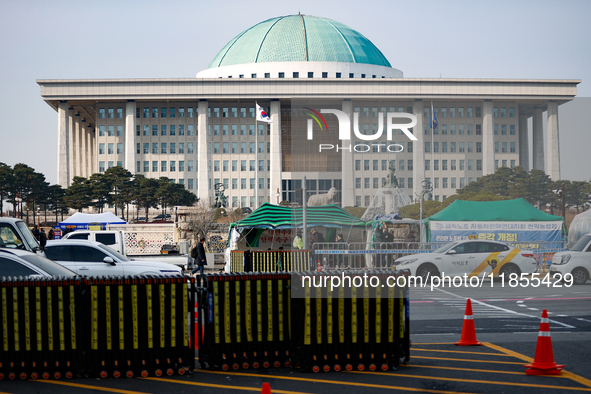 A view of the National Assembly on December 11, 2024, a week after President Yoon Suk-yeol's declaration of martial law ends in failure. Whi...