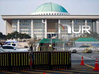 A view of the National Assembly on December 11, 2024, a week after President Yoon Suk-yeol's declaration of martial law ends in failure. Whi...