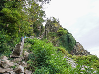 Jons Kapel cliff is seen near Hasle, Bornholm Island, Denmark, on August 5, 2024 (