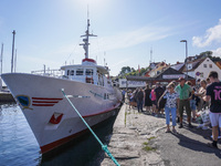 A general view of the old town and port is seen in Gudhjem, Bornholm Island, Denmark, on August 6, 2024. (