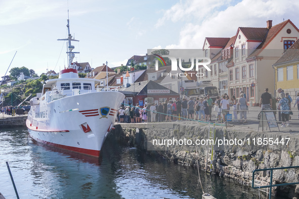 A general view of the old town and port is seen in Gudhjem, Bornholm Island, Denmark, on August 6, 2024. 