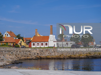 A general view of the old town and port is seen in Gudhjem, Bornholm Island, Denmark, on August 6, 2024. (