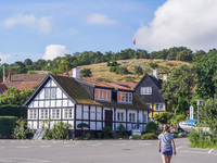 A general view of the old town is seen in Gudhjem, Bornholm Island, Denmark, on August 6, 2024. (