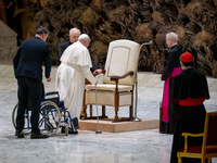 Pope Francis leads the weekly general audience at Paul-VI hall in The Vatican, on December 11, 2024. (