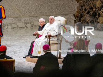 Pope Francis leads the weekly general audience at Paul-VI hall in The Vatican, on December 11, 2024. (