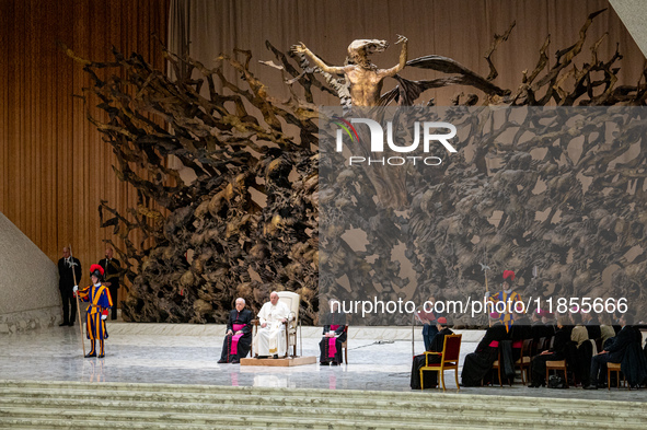 Pope Francis leads the weekly general audience at Paul-VI hall in The Vatican, on December 11, 2024. 