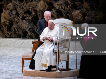 Pope Francis leads the weekly general audience at Paul-VI hall in The Vatican, on December 11, 2024. (