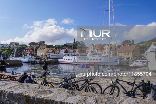 A general view of the old town and port is seen in Gudhjem, Bornholm Island, Denmark, on August 6, 2024 