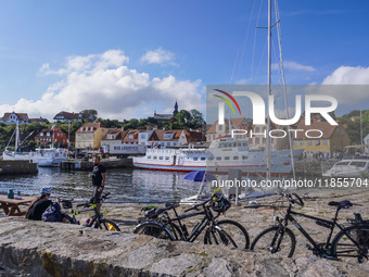 A general view of the old town and port is seen in Gudhjem, Bornholm Island, Denmark, on August 6, 2024 (