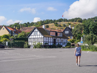 A general view of the old town is seen in Gudhjem, Bornholm Island, Denmark, on August 6, 2024. (