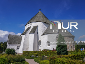 A 12th-century round church is in the village of Nylars near Ronne in the south of the Danish island of Bornholm, Denmark, on August 6, 2024...