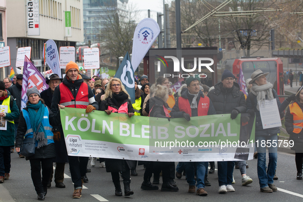 Thousands of public sector workers from several non-public organizations, German labor unions, and care day workers march for better pay and...