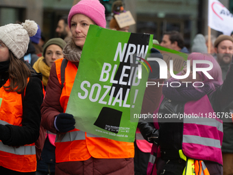 Thousands of public sector workers from several non-public organizations, German labor unions, and care day workers march for better pay and...