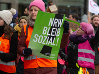 Thousands of public sector workers from several non-public organizations, German labor unions, and care day workers march for better pay and...