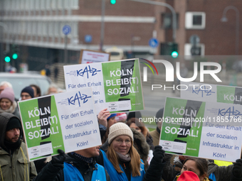 Thousands of public sector workers from several non-public organizations, German labor unions, and care day workers march for better pay and...