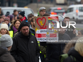 Thousands of public sector workers from several non-public organizations, German labor unions, and care day workers march for better pay and...