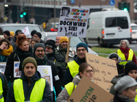 Thousands of public sector workers from several non-public organizations, German labor unions, and care day workers march for better pay and...