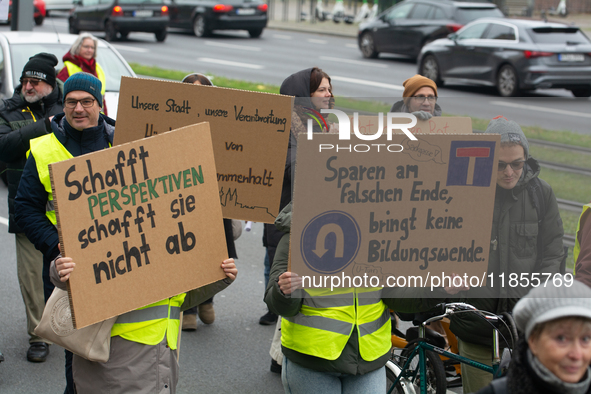 Thousands of public sector workers from several non-public organizations, German labor unions, and care day workers march for better pay and...