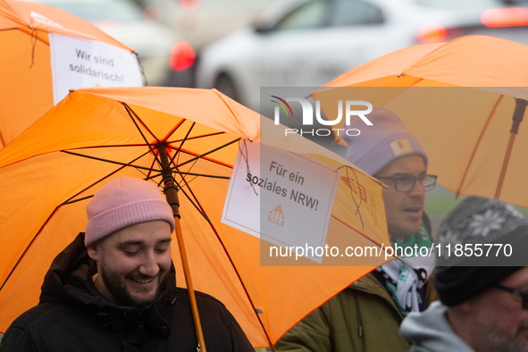 Thousands of public sector workers from several non-public organizations, German labor unions, and care day workers march for better pay and...