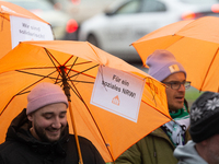 Thousands of public sector workers from several non-public organizations, German labor unions, and care day workers march for better pay and...