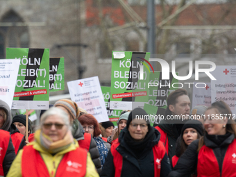 Thousands of public sector workers from several non-public organizations, German labor unions, and care day workers march for better pay and...