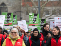 Thousands of public sector workers from several non-public organizations, German labor unions, and care day workers march for better pay and...