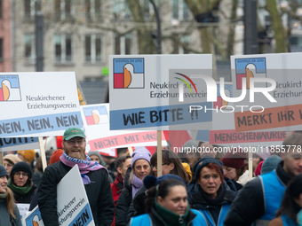 Thousands of public sector workers from several non-public organizations, German labor unions, and care day workers march for better pay and...