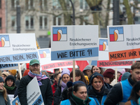 Thousands of public sector workers from several non-public organizations, German labor unions, and care day workers march for better pay and...