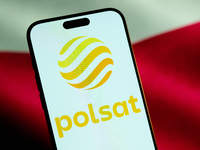 The logo of Poland's second largest commerical broadcaster, Polsat is seen on a mobile device in this illustration photo in Warsaw, Poland o...