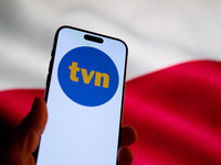 The logo of Poland's largest commerical broadcaster TVN is seen in this illustration photo taken in Warsaw, Poland on 11 December, 2024. PM...