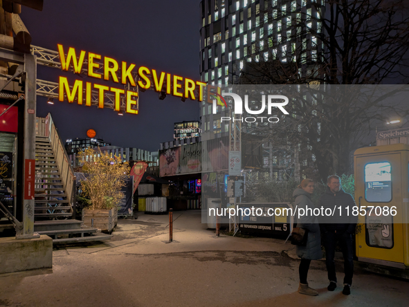 The Christmas market at Werksviertel-Mitte in Munich, Germany, on December 11, 2024, operates from November 14 to December 20, 2024, and off...