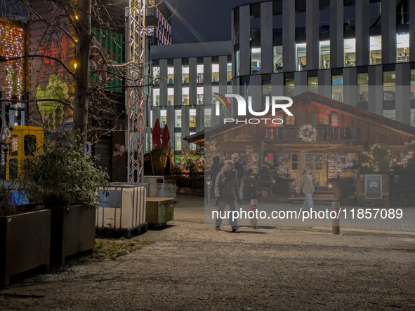 The Christmas market at Werksviertel-Mitte in Munich, Germany, on December 11, 2024, operates from November 14 to December 20, 2024, and off...