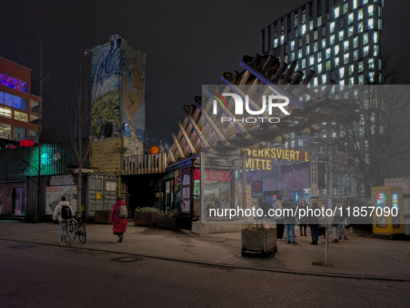 The Christmas market at Werksviertel-Mitte in Munich, Germany, on December 11, 2024, operates from November 14 to December 20, 2024, and off...