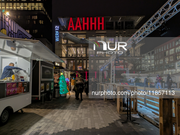 The Christmas market at Werksviertel-Mitte in Munich, Germany, on December 11, 2024, operates from November 14 to December 20, 2024, and off...