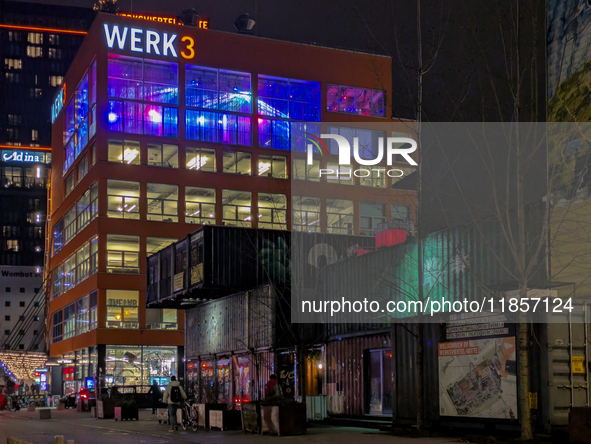 The Christmas market at Werksviertel-Mitte in Munich, Germany, on December 11, 2024, operates from November 14 to December 20, 2024, and off...