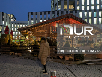 The Christmas market at Werksviertel-Mitte in Munich, Germany, on December 11, 2024, operates from November 14 to December 20, 2024, and off...