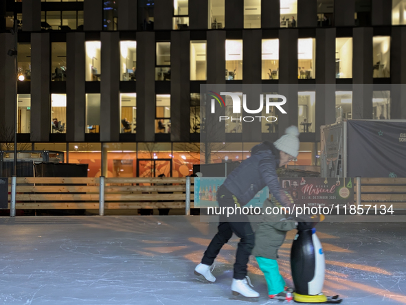 The Christmas market at Werksviertel-Mitte in Munich, Germany, on December 11, 2024, operates from November 14 to December 20, 2024, and off...