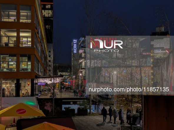 The Christmas market at Werksviertel-Mitte in Munich, Germany, on December 11, 2024, operates from November 14 to December 20, 2024, and off...