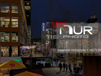 The Christmas market at Werksviertel-Mitte in Munich, Germany, on December 11, 2024, operates from November 14 to December 20, 2024, and off...