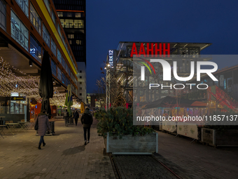 The Christmas market at Werksviertel-Mitte in Munich, Germany, on December 11, 2024, operates from November 14 to December 20, 2024, and off...